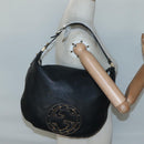 GUCCI Interlocking Shoulder Bag Leather Black Gold 121548 Auth 139643-22