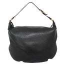 GUCCI Interlocking Shoulder Bag Leather Black Gold 121548 Auth 139643-3