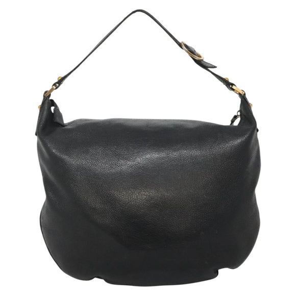 GUCCI Interlocking Shoulder Bag Leather Black Gold 121548 Auth 139643