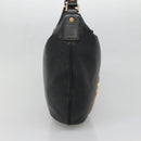 GUCCI Interlocking Shoulder Bag Leather Black Gold 121548 Auth 139643-4