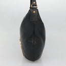 GUCCI Interlocking Shoulder Bag Leather Black Gold 121548 Auth 139643-5