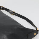 GUCCI Interlocking Shoulder Bag Leather Black Gold 121548 Auth 139643-8