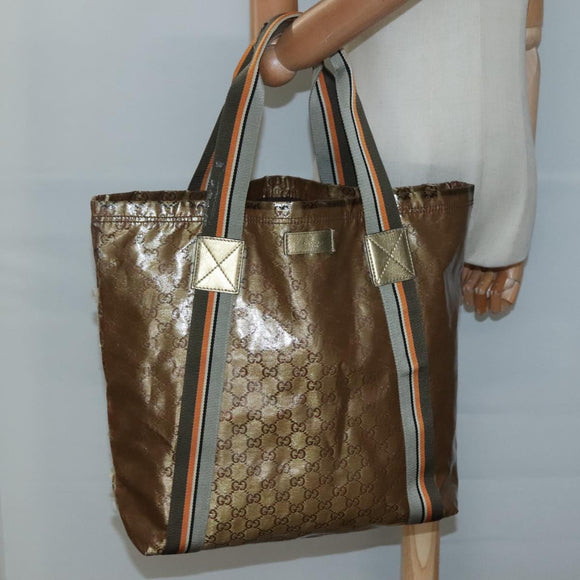 GUCCI GG Crystal Tote Bag Coated Canvas Gold 189669 Auth 139647