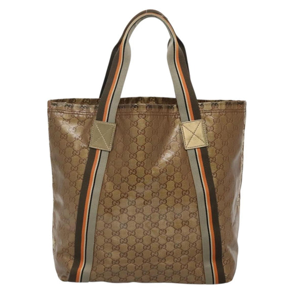 GUCCI GG Crystal Tote Bag Coated Canvas Gold 189669 Auth 139647