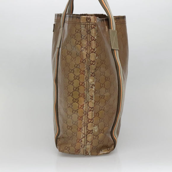 GUCCI GG Crystal Tote Bag Coated Canvas Gold 189669 Auth 139647