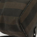 FENDI Pecan Canvas Backpack PVC Brown Black gold Auth 139650-15