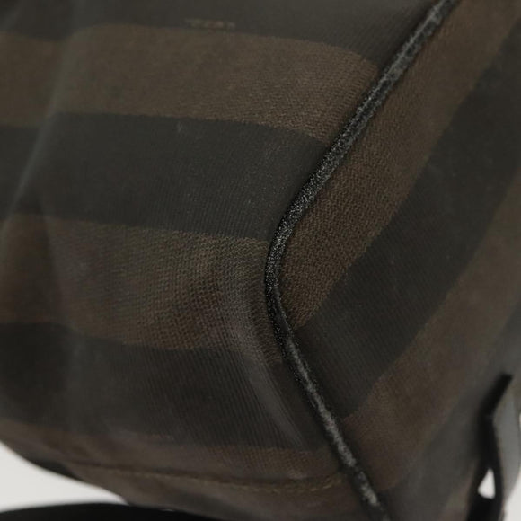 FENDI Pecan Canvas Backpack PVC Brown Black gold Auth 139650