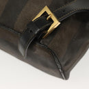 FENDI Pecan Canvas Backpack PVC Brown Black gold Auth 139650-8