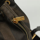 FENDI Pecan Canvas Backpack PVC Brown Black gold Auth 139650-18
