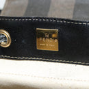 FENDI Pecan Canvas Backpack PVC Brown Black gold Auth 139650-21