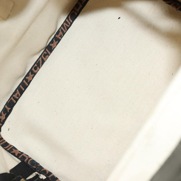 FENDI Pecan Canvas Backpack PVC Brown Black gold Auth 139650