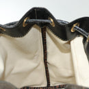 FENDI Pecan Canvas Backpack PVC Brown Black gold Auth 139650-22