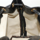 FENDI Pecan Canvas Backpack PVC Brown Black gold Auth 139650-23