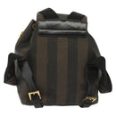 FENDI Pecan Canvas Backpack PVC Brown Black gold Auth 139650-2