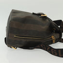 FENDI Pecan Canvas Backpack PVC Brown Black gold Auth 139650-3