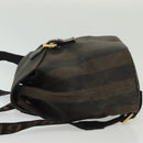 FENDI Pecan Canvas Backpack PVC Brown Black gold Auth 139650-4