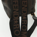 FENDI Pecan Canvas Backpack PVC Brown Black gold Auth 139650-7