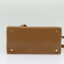 Salvatore Ferragamo Gancini Hand Bag Leather 2way Brown Gold Auth 139653-5