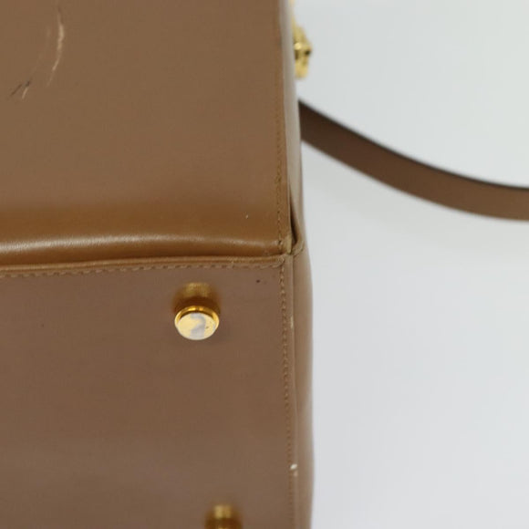 Salvatore Ferragamo Gancini Hand Bag Leather 2way Brown Gold Auth 139653