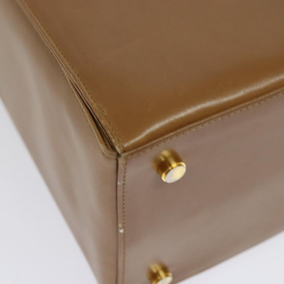 Salvatore Ferragamo Gancini Hand Bag Leather 2way Brown Gold Auth 139653