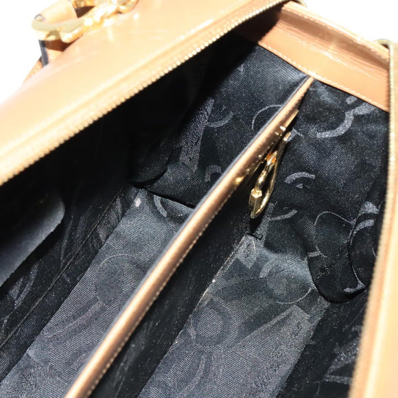 Salvatore Ferragamo Gancini Hand Bag Leather 2way Brown Gold Auth 139653
