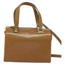 Salvatore Ferragamo Gancini Hand Bag Leather 2way Brown Gold Auth 139653-13