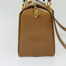 Salvatore Ferragamo Gancini Hand Bag Leather 2way Brown Gold Auth 139653-4