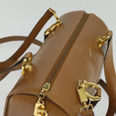 Salvatore Ferragamo Gancini Hand Bag Leather 2way Brown Gold Auth 139653-6