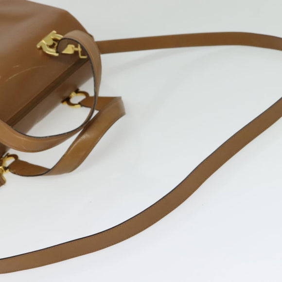 Salvatore Ferragamo Gancini Hand Bag Leather 2way Brown Gold Auth 139653