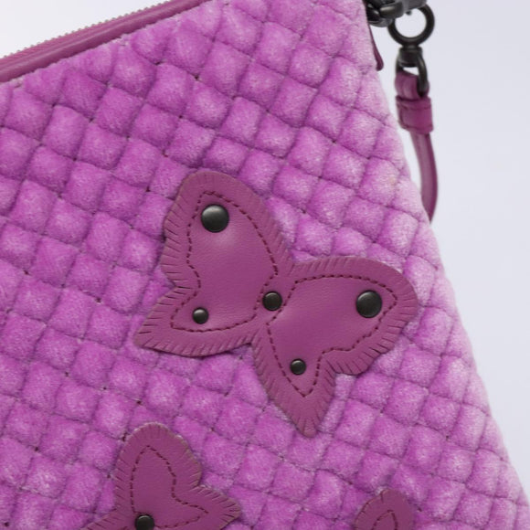 BOTTEGA VENETA Shoulder Bag Velor Purple Auth 139655