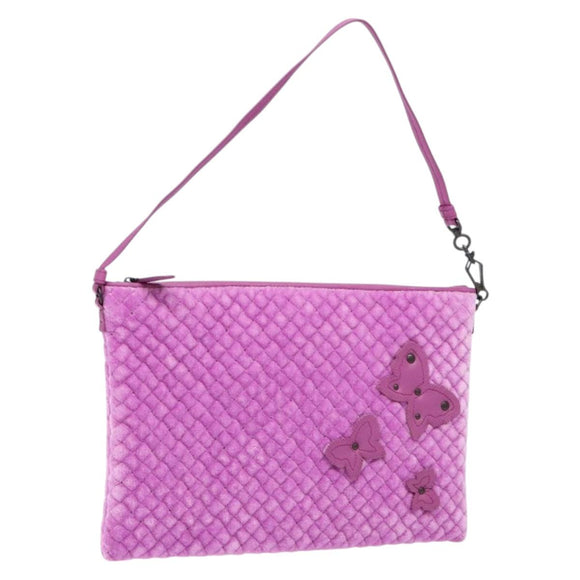BOTTEGA VENETA Shoulder Bag Velor Purple Auth 139655A