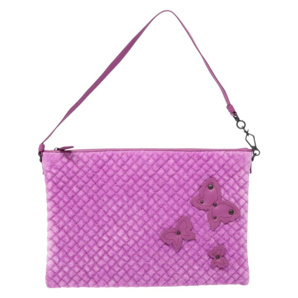 BOTTEGA VENETA Shoulder Bag Velor Purple Auth 139655
