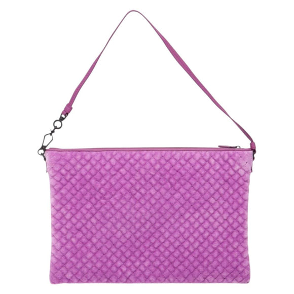 BOTTEGA VENETA Shoulder Bag Velor Purple Auth 139655