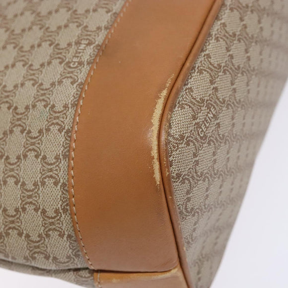 CELINE Macadam Canvas Shoulder Bag PVC Beige Gold Auth 139658