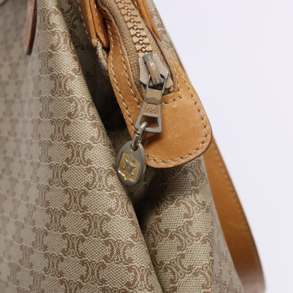 CELINE Macadam Canvas Shoulder Bag PVC Beige Gold Auth 139658