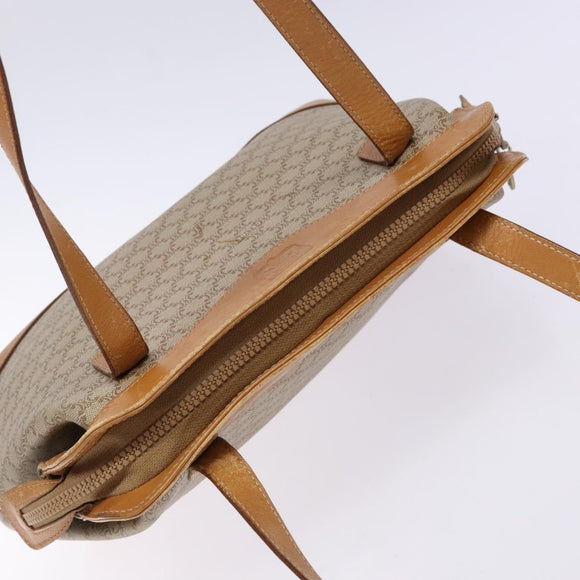 CELINE Macadam Canvas Shoulder Bag PVC Beige Gold Auth 139658