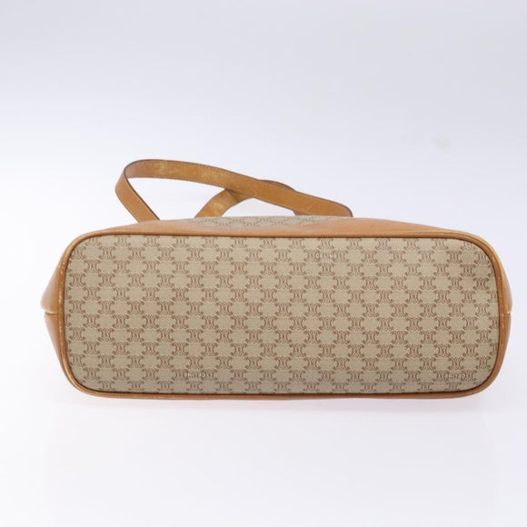 CELINE Macadam Canvas Shoulder Bag PVC Beige Gold Auth 139658