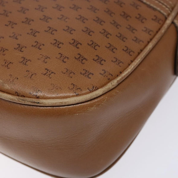 CELINE Macadam Canvas Shoulder Bag Leather Brown Gold Auth 139659