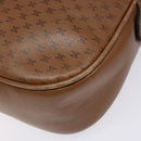 CELINE Macadam Canvas Shoulder Bag Leather Brown Gold Auth 139659-15