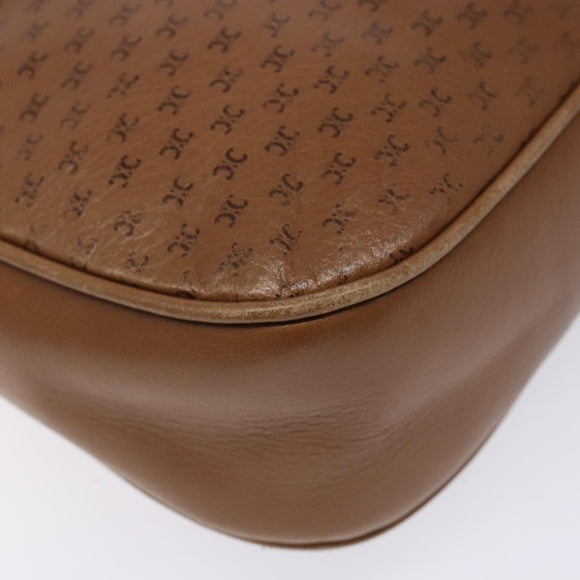 CELINE Macadam Canvas Shoulder Bag Leather Brown Gold Auth 139659