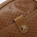 CELINE Macadam Canvas Shoulder Bag Leather Brown Gold Auth 139659-17