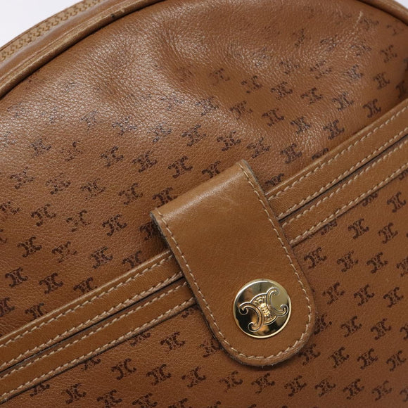 CELINE Macadam Canvas Shoulder Bag Leather Brown Gold Auth 139659