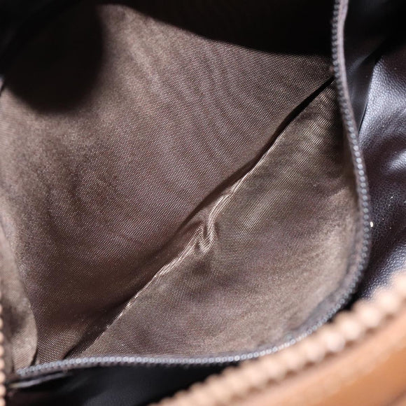 CELINE Macadam Canvas Shoulder Bag Leather Brown Gold Auth 139659