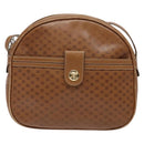 CELINE Macadam Canvas Shoulder Bag Leather Brown Gold Auth 139659-13