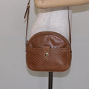 CELINE Macadam Canvas Shoulder Bag Leather Brown Gold Auth 139659-21