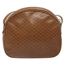 CELINE Macadam Canvas Shoulder Bag Leather Brown Gold Auth 139659-2