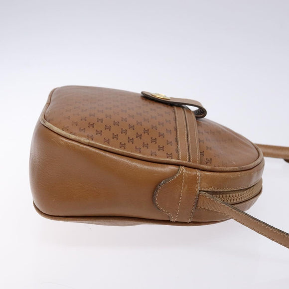 CELINE Macadam Canvas Shoulder Bag Leather Brown Gold Auth 139659