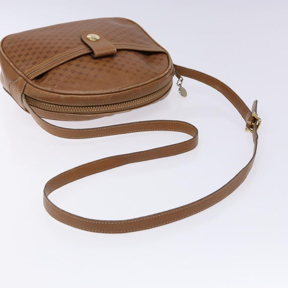 CELINE Macadam Canvas Shoulder Bag Leather Brown Gold Auth 139659