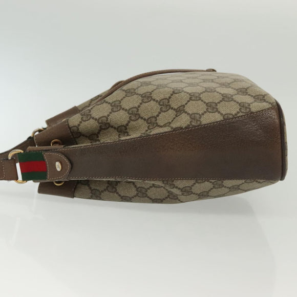 GUCCI GG Supreme Web Sherry Line Bag PVC Beige Gold 41 02 034 Auth 139660