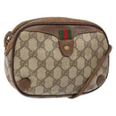GUCCI GG Supreme Web Sherry Line Bag PVC Beige Gold 156 02 066 Auth 139661-1